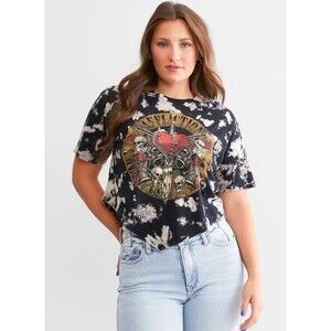 Affliction Women Goth Skulls Heart Rhinestone T-shirt Large Distressed Biker NWT